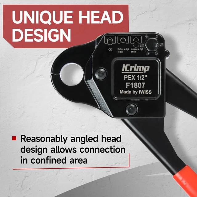 Alt view image 4 of 7 - iCrimp Angle Head F1807 PEX Pipe Crimping Tool for 1/2-inch Copper Rings Angle Single PEX Crimper, Suitable for Tight Spaces