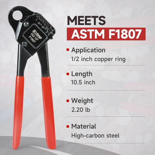 Alt view image 2 of 7 - iCrimp Angle Head F1807 PEX Pipe Crimping Tool for 1/2-inch Copper Rings Angle Single PEX Crimper, Suitable for Tight Spaces