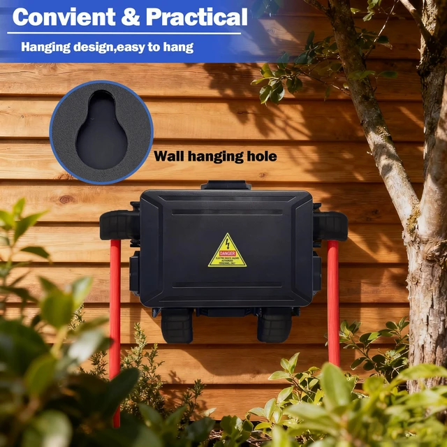 Alt view image 6 of 7 - Small Outdoor Electrical Box,IP54 Waterproof Extension Cord Cover 7.3*5.1*1.6 inch Weatherproof Connection Box w/4 Cable Entry Protect for Plug,Connector,Festive Light (2 PCS, Black)