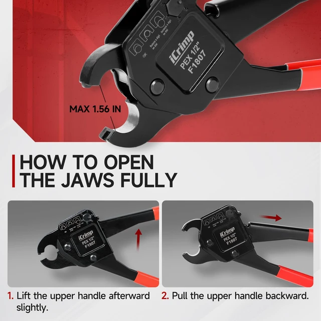 Alt view image 6 of 7 - iCrimp Angle Head F1807 PEX Pipe Crimping Tool for 1/2-inch Copper Rings Angle Single PEX Crimper, Suitable for Tight Spaces