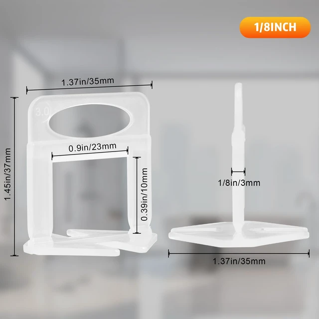 Alt view image 2 of 7 - Tile Spacers 2500Pcs Tile Clips1/8", Tile Leveling System Clips with Hammer Tile Leveling Clips for Floor Wall Installation, Ceramic Porcelain Tiles and Stone Installation, Help Correct Tile Bowing