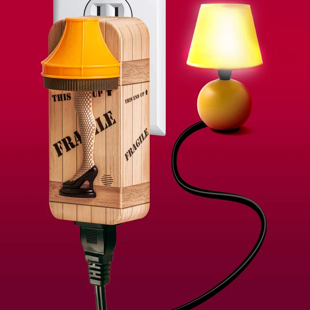 Alt view image 2 of 4 - A Christmas Story Nightlight Leg Lamp, Says Movie Quotes, Wireless Sound Activated On/Off Light Switch, Clap Detection, Perfect for Kitchen/Bedroom/TV/Appliances, 120 V Wall Plug, Smart Home
