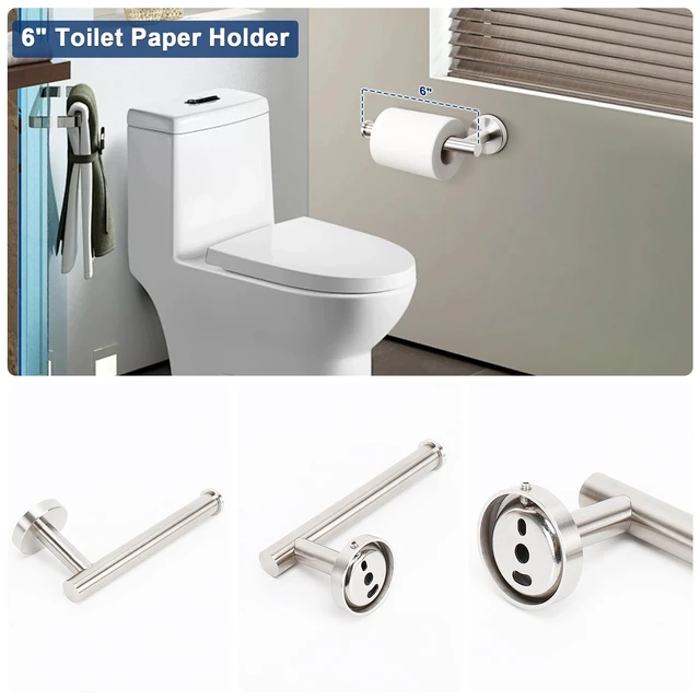 Alt view image 5 of 7 - 10 Pieces Bathroom Hardware Set SUS304 Thicken Stainless Steel-Towel Rack Kit Include 26" Towel Rod + Bath Towel Ring + Toilet Paper Holder + Robe Towel Hooks Bath Accessories (Nickel)