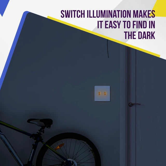 Alt view image 3 of 7 - 3-Way Illuminated Toggle Light Switch, 15 Amp, 10 Pack Clear toggle lighted switch, gentle orange glow from edges, dark-space navigation, UL Listed, easy to install, versatile use