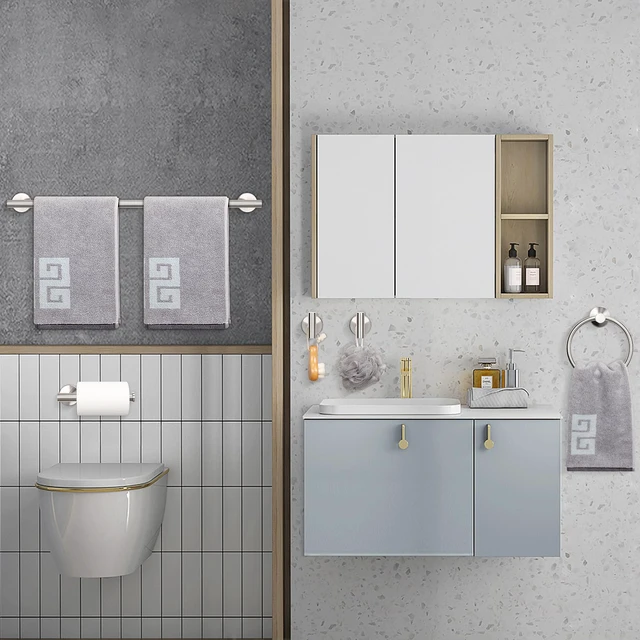 Alt view image 3 of 7 - 10 Pieces Bathroom Hardware Set SUS304 Thicken Stainless Steel-Towel Rack Kit Include 26" Towel Rod + Bath Towel Ring + Toilet Paper Holder + Robe Towel Hooks Bath Accessories (Nickel)