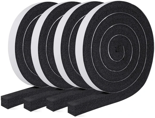 Main image of Foam Weather Stripping Door Seal 1 Inch W x 1 Inch T x 26 FT Foam Tape Strip with Strong Adhesive and High Resilience Air Conditioner Foam Insulation for Windows, AC, 6.5ft X 4 Rolls