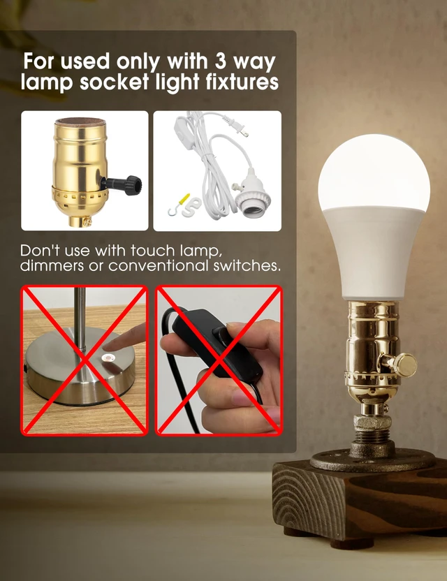 Alt view image 4 of 7 - 3 Way LED Light Bulbs 4 Pack Soft White 3000K 50/100/150 Watt A19 3 Way Light Bulbs, Three Way Light Bulbs, E26 Base 3-Way Light for Indoor Light Bulb for Reading