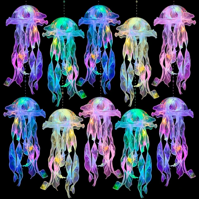 Main image of Jellyfish Decor - 10 PCS Light up Jellyfish Lanterns, Ocean Decor Hanging Jelly Fish for Mermaid Birthday Decorations, Under the Sea Party Decorations, Classroom Ceilings Ocean Themed Gifts