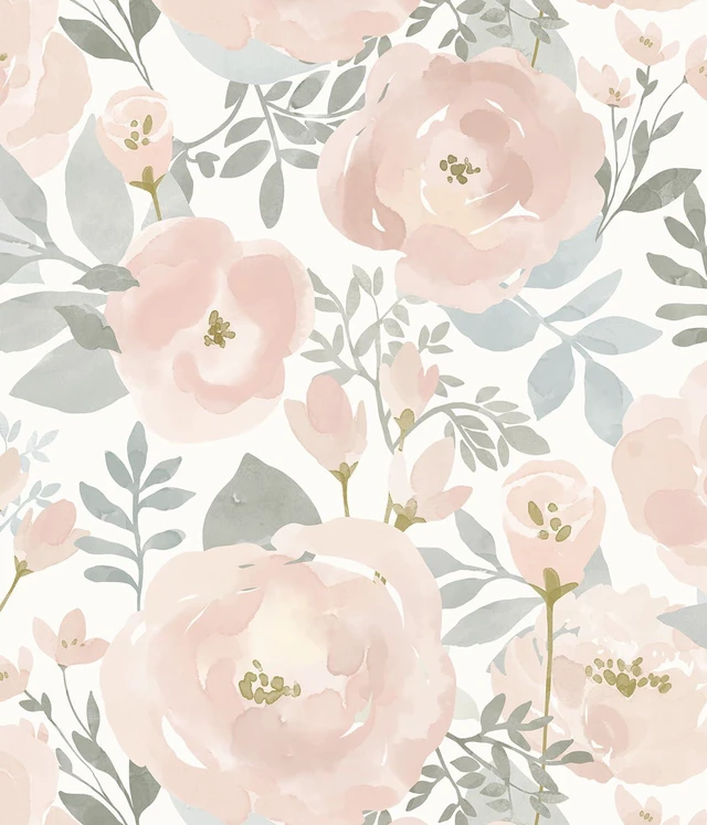 Main image of Peel and Stick Wallpaper Peony Floral Wallpaper 17.3in x393.7in Floral Contact Paper Self Adhesive Removable Wall paper for Bedroom Laundry Room, Light Pink