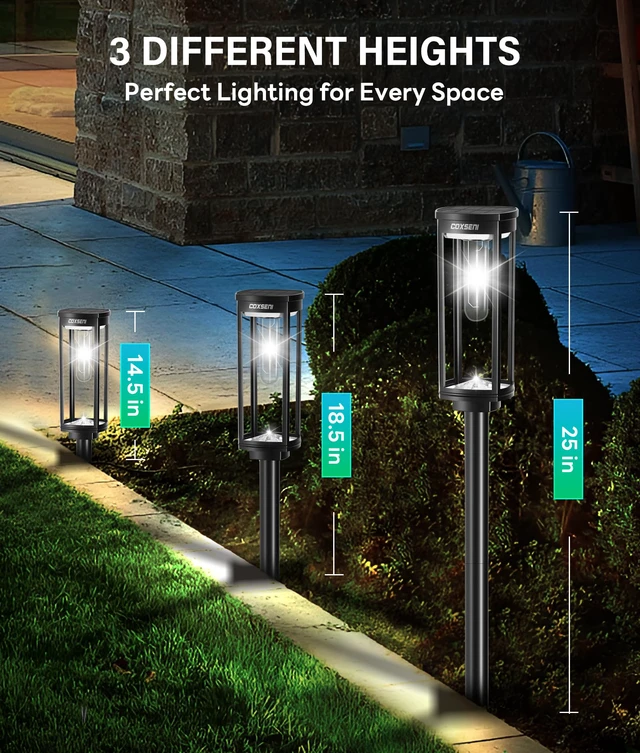 Alt view image 6 of 6 - Solar Pathway Lights Outdoor Waterproof Cool White, 6 Pack Bright LED, 6500K, IP65, Solar Powered Landscape Lights for Path, Driveway, Lawn, Patio, Sidewalk, Yard, Walkway