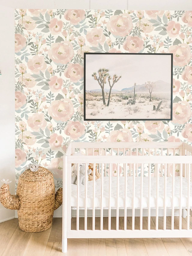 Alt view image 6 of 7 - Peel and Stick Wallpaper Peony Floral Wallpaper 17.3in x393.7in Floral Contact Paper Self Adhesive Removable Wall paper for Bedroom Laundry Room, Light Pink