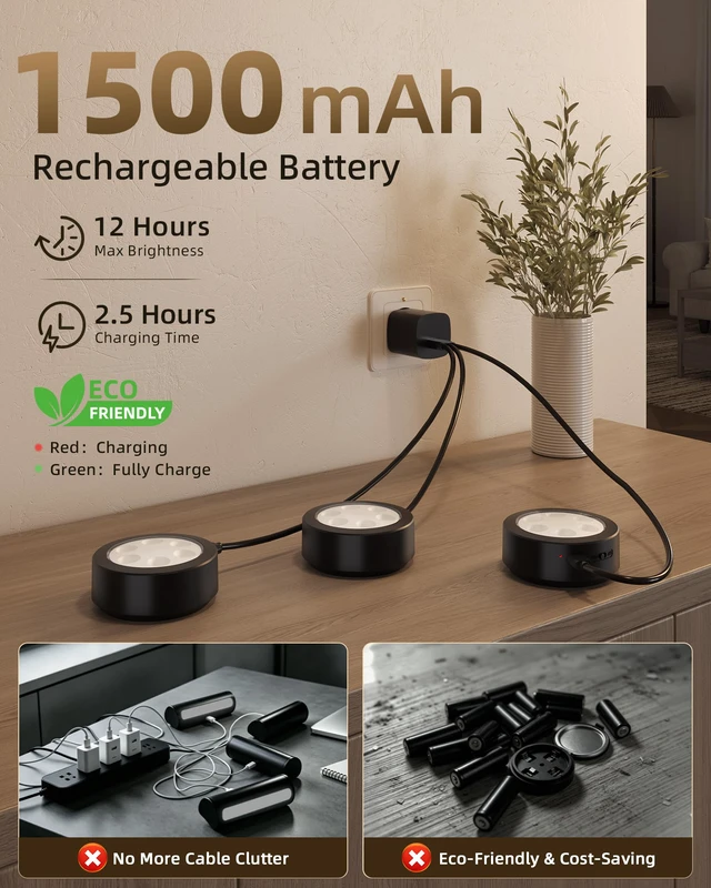 Alt view image 4 of 7 - Picture RGB Lights for Wall, Rechargeable Magnetic with Remote (Black-6P) 1500mAh rechargeable magnetic lights with 3 color temperatures, dimming and timer for paintings, posters, frames and wall art