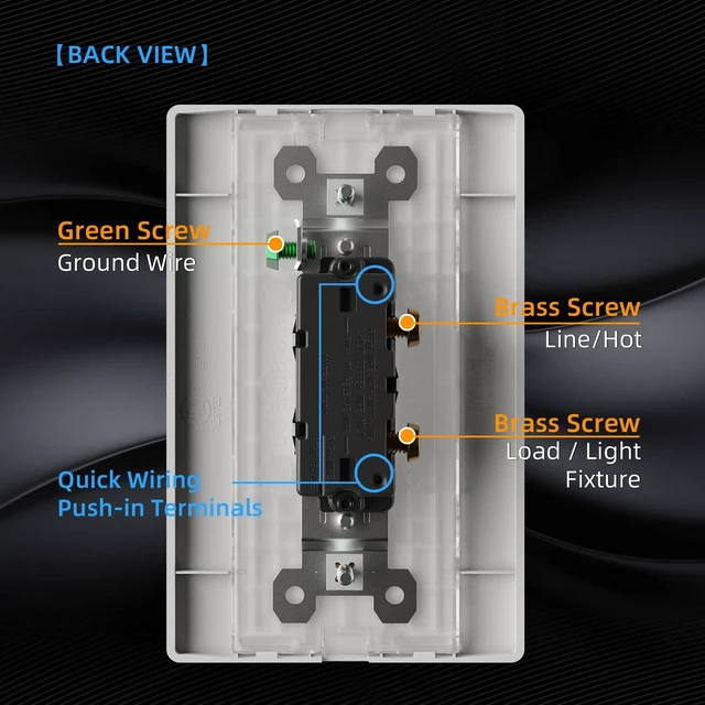 Alt view image 5 of 7 - Single Pole Glossy Toggle Light Switch with Matte Mid Screwless Plate, 15A 120V, Toggle Framed AC Quiet Wall Switch, On/Off, Self-Grounding, Residential Grade, UL (5 Pack, White)