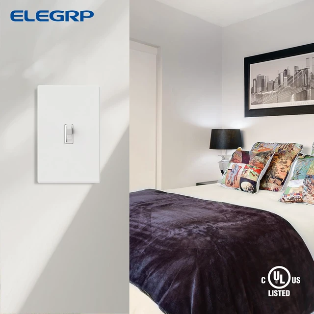 Alt view image 7 of 7 - Single Pole Glossy Toggle Light Switch with Matte Mid Screwless Plate, 15A 120V, Toggle Framed AC Quiet Wall Switch, On/Off, Self-Grounding, Residential Grade, UL (5 Pack, White)