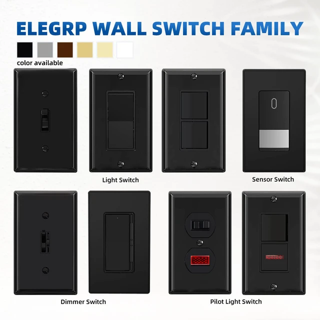 Alt view image 6 of 7 - Single Pole Glossy Toggle Light Switch with Matte Mid Screwless Plate, 15A 120V, Toggle Framed AC Quiet Switch, On/Off Wall Switch, Self-Grounding, Residential Grade, UL (5 Pack, Black)
