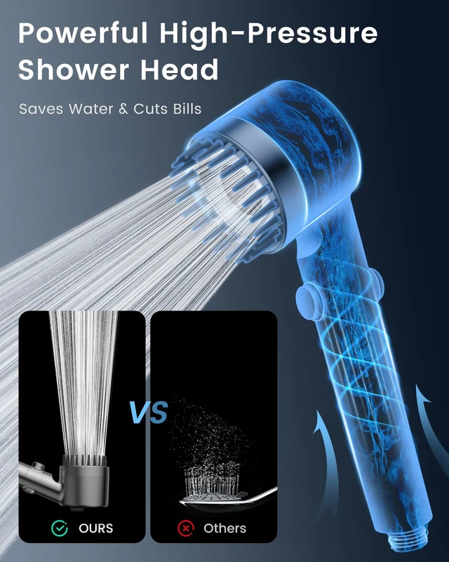 Alt view image 4 of 7 - Filtered Shower Head with Handheld 2PCS Filters ShowerHead 4 Spray, High Pressure Shower Heads with ON/OFF Button, Water Softener for Hard Water, 70" Hose, Remove Chlorine