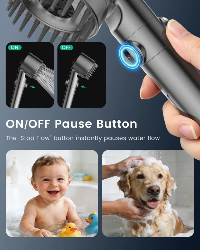Alt view image 5 of 7 - Filtered Shower Head with Handheld 2PCS Filters ShowerHead 4 Spray, High Pressure Shower Heads with ON/OFF Button, Water Softener for Hard Water, 70" Hose, Remove Chlorine