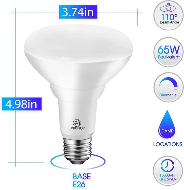 Alt view image 2 of 7 - Energetic LED Recessed Light Bulbs BR30, 65W Equivalent, Dimmable, Cool White 4000K, Indoor Flood Lights for Recessed Cans, 6 Pack