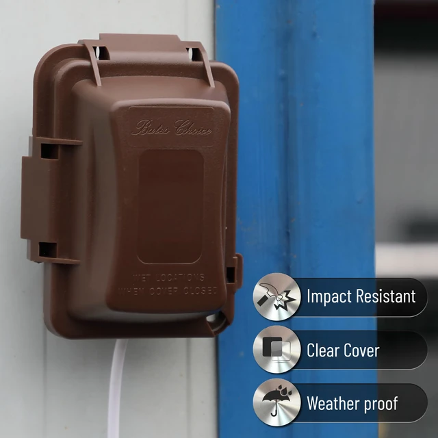 Alt view image 6 of 7 - Weatherproof Electrical Outlet Cover, 1-Gang, Brown Outdoor Outlet Cover Weatherproof, Outdoor Plug Cover, Outlet Cover Box