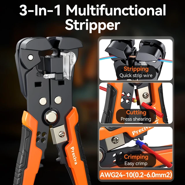 Alt view image 4 of 7 - Ferrule Crimping Tool Kit AWG 28-5 with Wire Stripper & Connectors Self-Adjustable Ratchet Ferrule Crimper with Automatic Wire Stripper, 1450Pcs Ferrule Connectors and Stickers