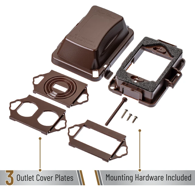 Alt view image 5 of 7 - Weatherproof Electrical Outlet Cover, 1-Gang, Brown Outdoor Outlet Cover Weatherproof, Outdoor Plug Cover, Outlet Cover Box