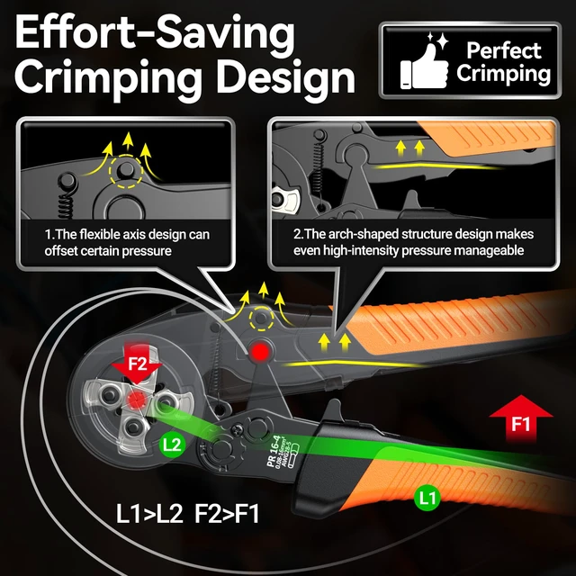 Alt view image 6 of 7 - Ferrule Crimping Tool Kit AWG 28-5 with Wire Stripper & Connectors Self-Adjustable Ratchet Ferrule Crimper with Automatic Wire Stripper, 1450Pcs Ferrule Connectors and Stickers