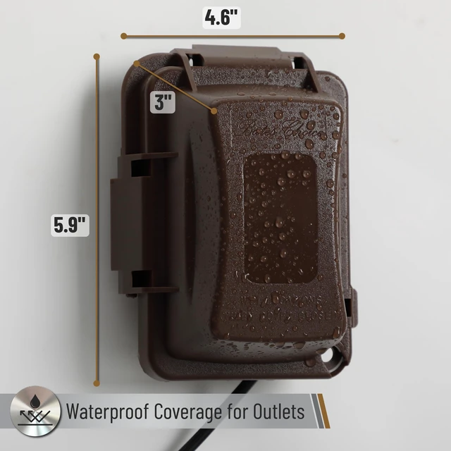 Alt view image 4 of 7 - Weatherproof Electrical Outlet Cover, 1-Gang, Brown Outdoor Outlet Cover Weatherproof, Outdoor Plug Cover, Outlet Cover Box