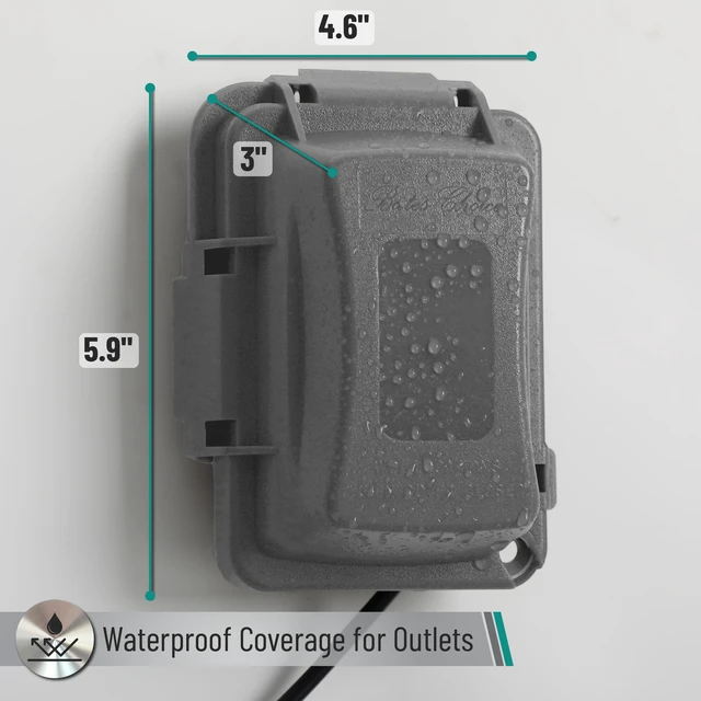 Alt view image 4 of 7 - Weatherproof Electrical Outlet Cover, 1-Gang, Gray Outdoor Outlet Cover Weatherproof Outlet Cover Box, Outdoor Plug Cover