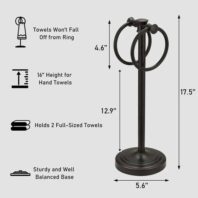 Alt view image 6 of 7 - Hand Towel Holder Stand Bathroom Countertop Towel Bar Rack Bronze Oil Rubber Bronze, Freestanding, Free Standing Towel Ring Hanger for Vanity Counter Kitchen Accessories, Stainless Steel