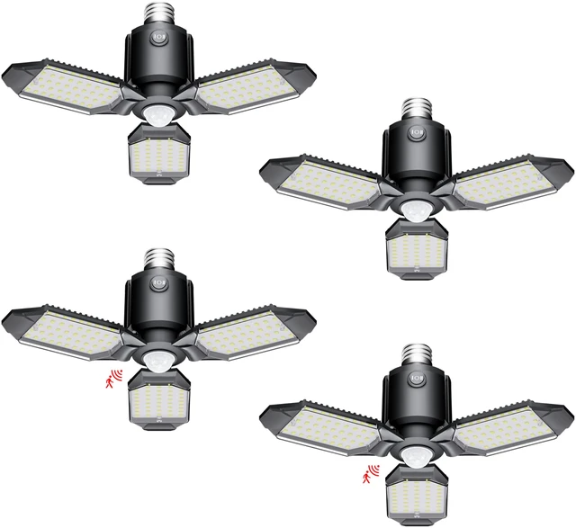 Main image of Motion Sensor Garage Light Led 80W 8000LM 4Pack Garage Lights Ceiling Led, Motion Activated,Dusk to Dawn,Ultra Bright Shop Light Bulb,Screw in Lights for Barn,Basement