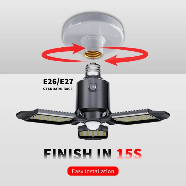 Alt view image 5 of 7 - Motion Sensor Garage Light Led 80W 8000LM 4Pack Garage Lights Ceiling Led, Motion Activated,Dusk to Dawn,Ultra Bright Shop Light Bulb,Screw in Lights for Barn,Basement