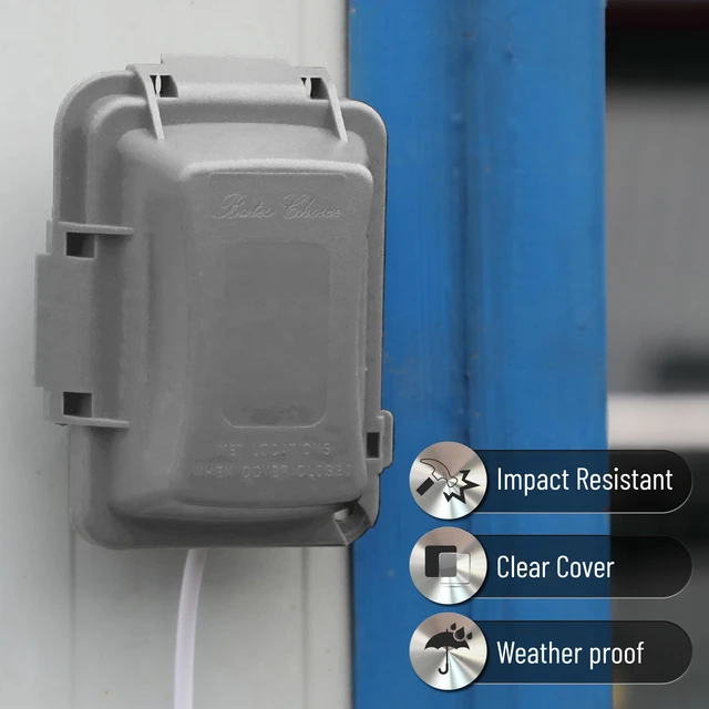Alt view image 6 of 7 - Weatherproof Electrical Outlet Cover, 1-Gang, Gray Outdoor Outlet Cover Weatherproof Outlet Cover Box, Outdoor Plug Cover