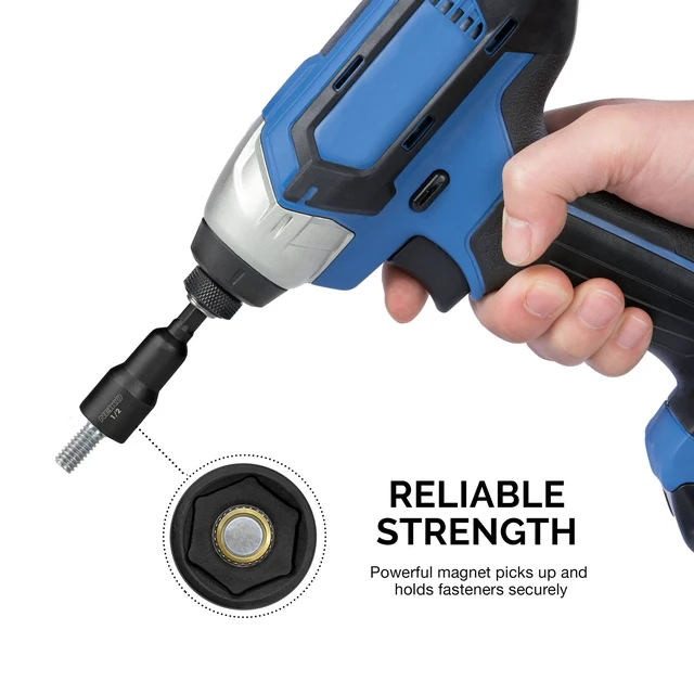 Alt view image 3 of 6 - 10190A Magnetic Nut Driver Set, 6 Piece Impact Nut Driver Set, SAE, 1/4 to 9/16, 2-9/16 Long Nut Driver Bit Set for Impact Drill, Cr-V