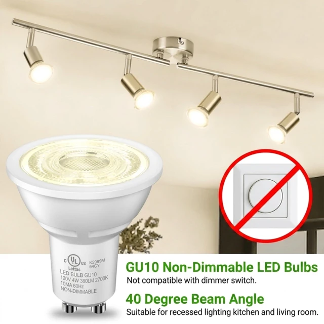 Alt view image 3 of 6 - GU10 LED Bulbs, MR16 Track Light Bulbs, 4W 2700K Warm White, 6 Pack 35W Equivalent 300LM 2-Prong Replacement for Recessed Lighting, Living Rooms, Kitchens & Range Hoods, Non-Dimmable