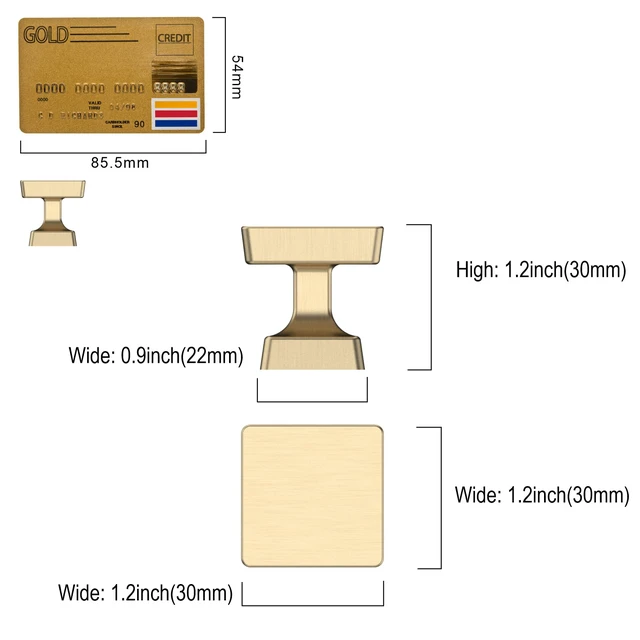 Alt view image 5 of 6 - 20 Pack Brushed Brass Cabinet Knobs 1.2 Inch(30mm) Single Hole Cabinet Handles Dresser Knobs Drawer Knobs and Pulls for Bathroom Cabinets ZH0008