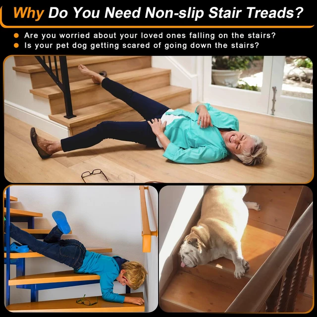 Alt view image 5 of 7 - Clear Non-Slip Treads for Wooden Steps Indoor 15 Pack 4" x 40" Pre-Cut Anti-Slip Strips, Grip Tape Transparent Tread Grips for Wood Stairs, Dogs, Kids and Pets, Waterproof