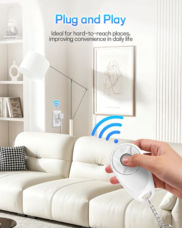 Alt view image 2 of 7 - Remote Control Outlet,2 Wireless Light Switches and 2 Outlet Plugs,Remote Outlets Switch,No Wiring Needed,500ft Range Coverage,15A/1500W for Lamps,Fans,TV,FCC Certified, White