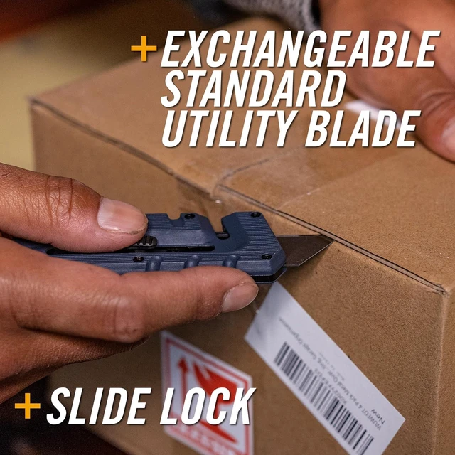 Alt view image 2 of 7 - Prybrid EDC Pocket Knife Multitool 8-in-1 Box Cutter, Mustard Retractable utility box cutter blade, built-in pry bar, compact EDC multitool, everyday carry knife