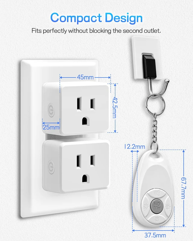 Alt view image 5 of 7 - Remote Control Outlet,2 Wireless Light Switches and 2 Outlet Plugs,Remote Outlets Switch,No Wiring Needed,500ft Range Coverage,15A/1500W for Lamps,Fans,TV,FCC Certified, White
