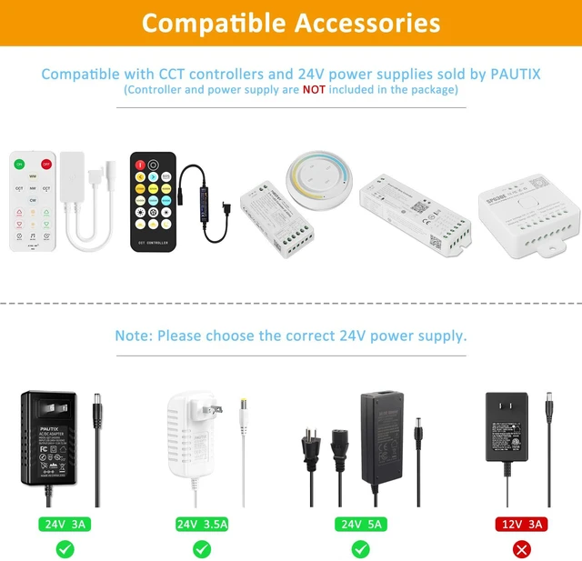 Alt view image 7 of 7 - COB LED Strip Light White CCT Tunable 6400LEDs,CRI90+ 32.8ft/10m Dimmable 2700K-6500K 24V LED Tape Light,for Under Cabinet Bedroom Kitchen TV Mirror DIY Lighting(Adapter & Dimmer NOT Included)