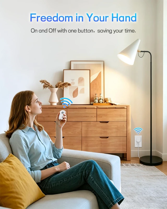 Alt view image 3 of 7 - Remote Control Outlet,2 Wireless Light Switches and 2 Outlet Plugs,Remote Outlets Switch,No Wiring Needed,500ft Range Coverage,15A/1500W for Lamps,Fans,TV,FCC Certified, White