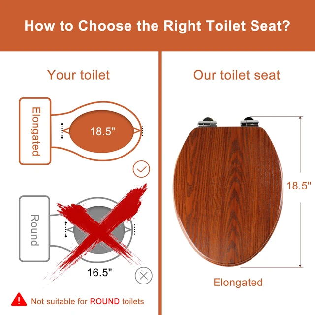 Alt view image 4 of 7 - Slow Close Wood Toilet Seat, Quick-Release (Elongated, Brownish Yellow) Elongated Toilet Seat with Quietly Close, Easy to Install also Easy to Clean