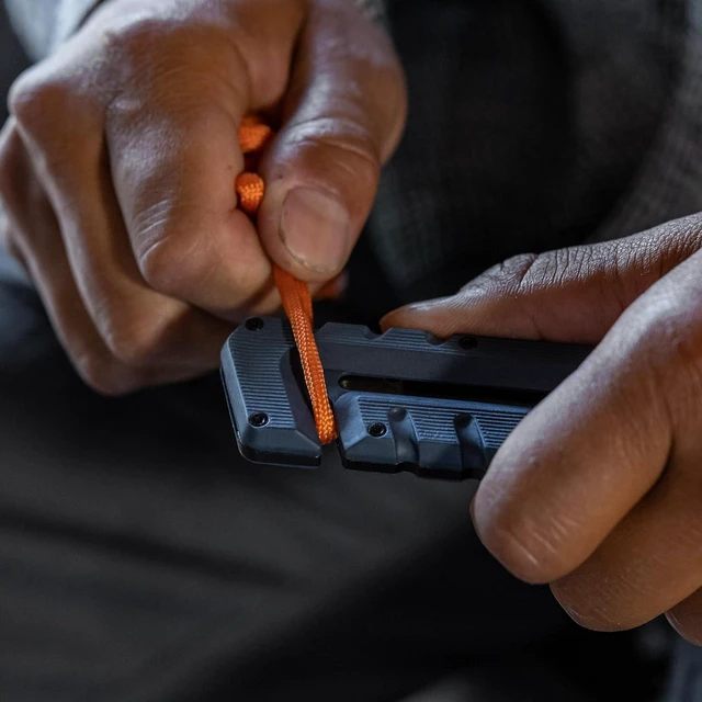 Alt view image 7 of 7 - Prybrid EDC Pocket Knife Multitool 8-in-1 Box Cutter, Mustard Retractable utility box cutter blade, built-in pry bar, compact EDC multitool, everyday carry knife