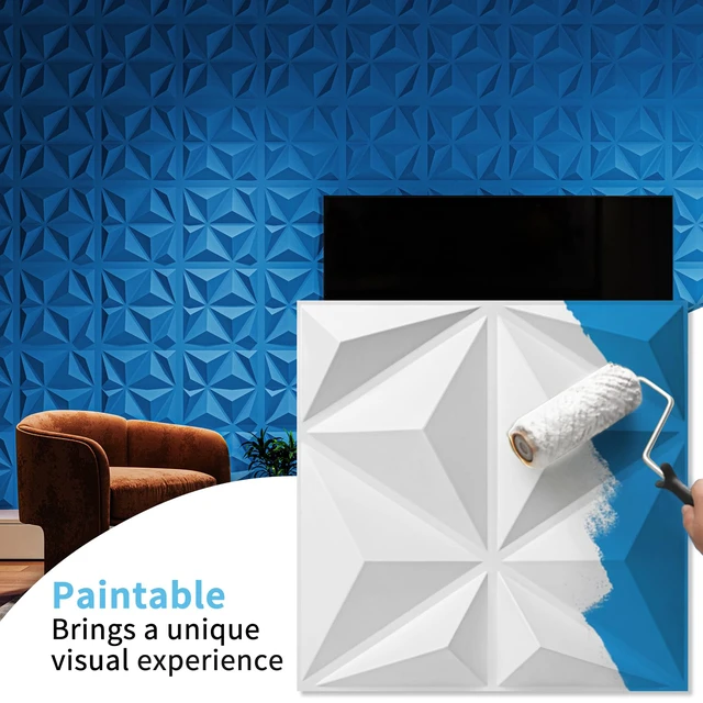 Alt view image 4 of 6 - 20 Pack Decorative 3D Wall Panels, 19 Sq.Feet PVC Interior Wall Décor, 11.8"x11.8", White