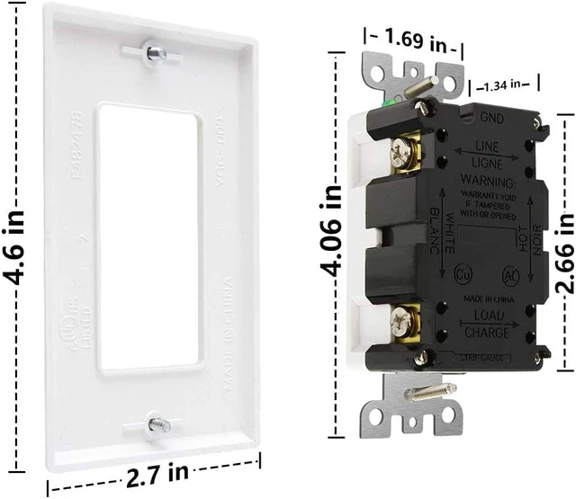 Alt view image 6 of 7 - 5 Pack - GFCI Outlet 20 Amp, UL Listed, Self-Test GFI Receptacles, TamperResistant, Weather Resistant, LED Indicator, with Decor Wall Plates and Screws, Indoor or Outdoor Use (Red/Black)