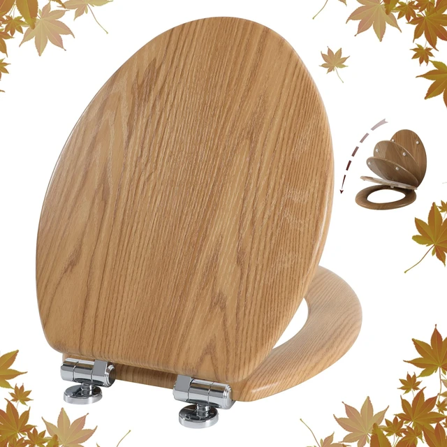 Main image of Slow Close Wood Toilet Seat, Quick-Release (Elongated, Original style) Elongated Toilet Seat with Quietly Close, Easy to Install also Easy to Clean