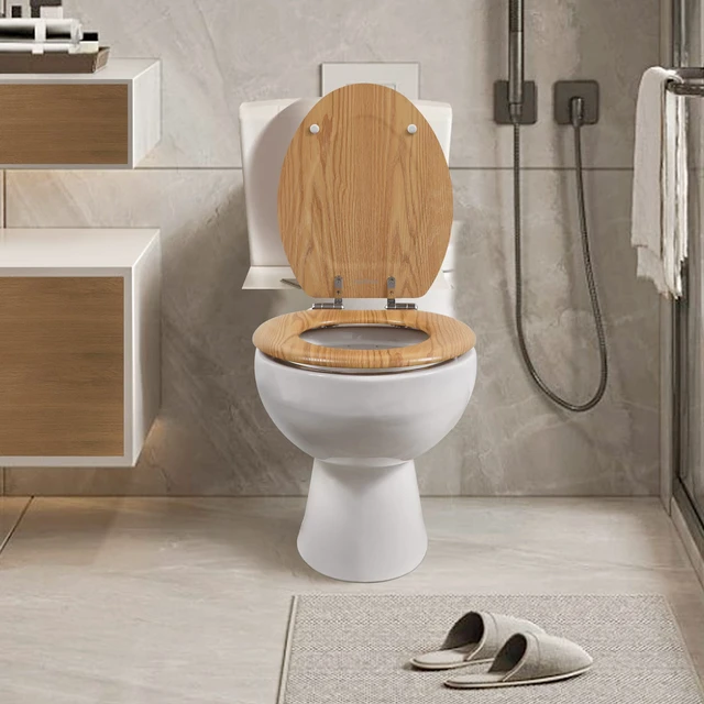 Alt view image 6 of 7 - Slow Close Wood Toilet Seat, Quick-Release (Elongated, Original style) Elongated Toilet Seat with Quietly Close, Easy to Install also Easy to Clean