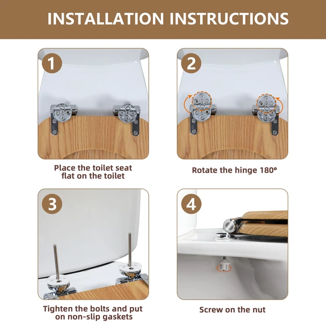 Alt view image 7 of 7 - Slow Close Wood Toilet Seat, Quick-Release (Elongated, Original style) Elongated Toilet Seat with Quietly Close, Easy to Install also Easy to Clean