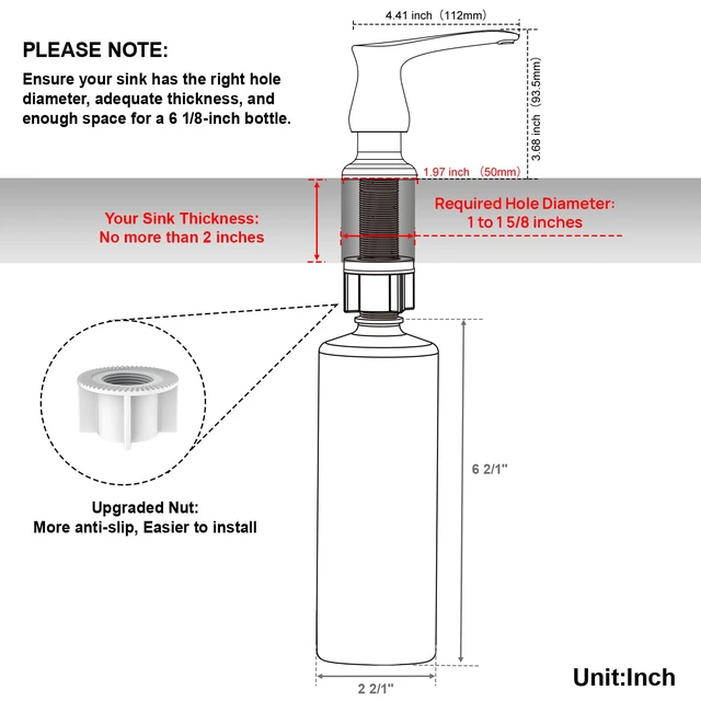 Alt view image 2 of 7 - Kitchen Sink Soap Dispenser with 17 OZ Bottle - Oil Rubbed Bronze Bronze Soap Dispenser fot Kitchen Sink, Built in Soap Dispenser, Liquid Dispenser, Refill from The Top, G086ORB
