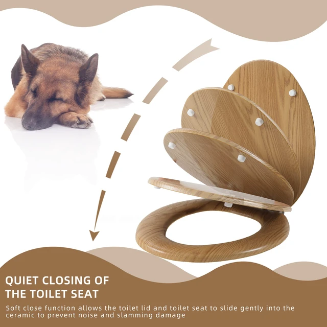 Alt view image 3 of 7 - Slow Close Wood Toilet Seat, Quick-Release (Elongated, Original style) Elongated Toilet Seat with Quietly Close, Easy to Install also Easy to Clean